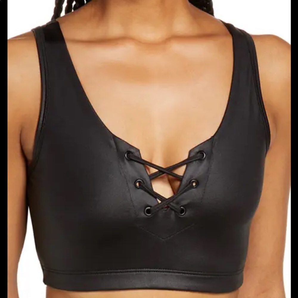 Year Of Ours Shine Football Bra, black SIZE LARGE NEW 0020